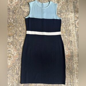 St. John Collection Santana Knit Color Block Sheath Sleeveless Dress Size 12